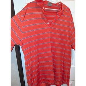 Fennec Men’s XL Regular Striped Orange Short Sleeve Collared Polo Shirt